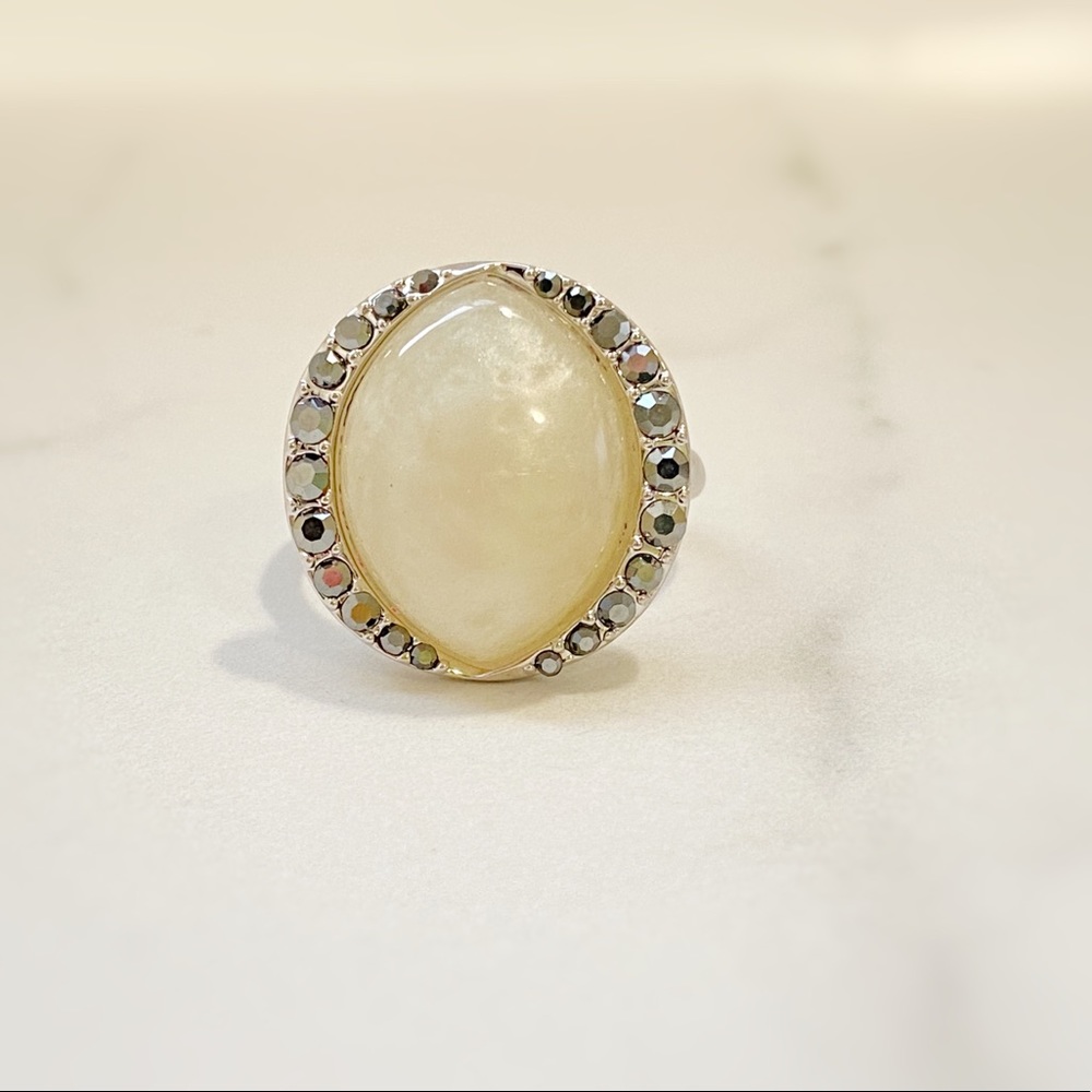 Karen Kane - Pearl Stone Rhinestones Silver Ring